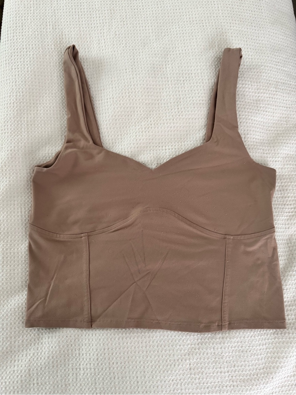 Abercrombie & Fitch Cropped Longline Tank — Taupe